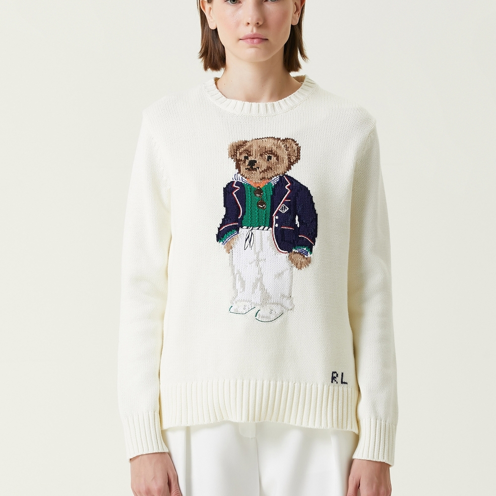 Ralph Lauren Polo Bear Cream Sweater Small